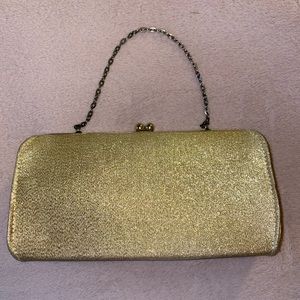 Vintage Gold Glitter Clutch Handbag